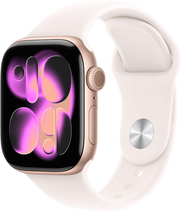 Apple Watch Series 11 (GPS) 42mm Rose Gold Aluminum Case with Light Blush Sport Band - S/M - Rose Gold - (2025)