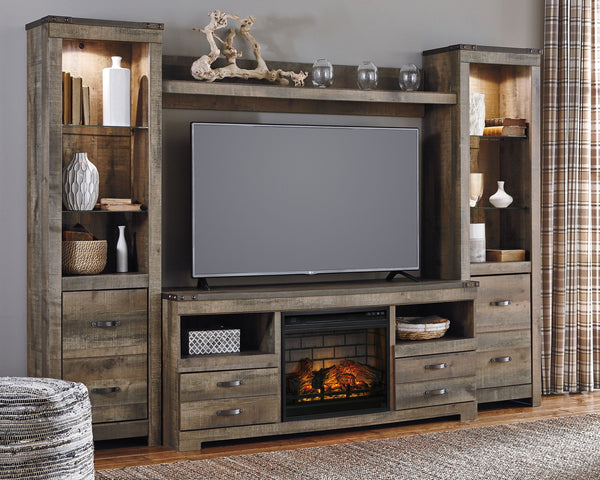 Trinell - Entertainment Center #5pc.-entertainmentcenter-63"tvstandwithfauxfirebrickfireplaceinsert