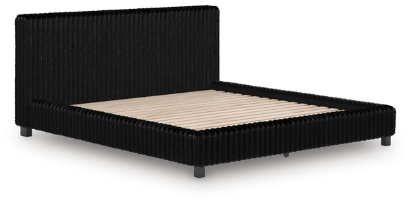 Zuraleus - Upholstered Bed #black #californiaking