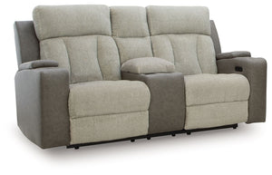 WhipLash - Sofá biplaza reclinable eléctrico con consola y reposacabezas ajustable - Sisal