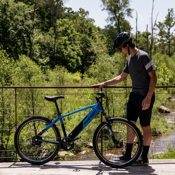 Hyper - 26" Mountain Electric Bike eBike 20mph Speed & 20 Mile Operating Range - Class 1 Pedal Assist - UL Approved & Certified - Blue