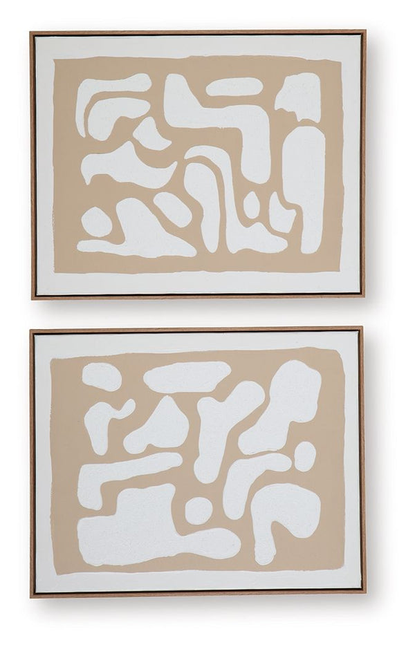 Waldett - Set de arte de pared (2 piezas) - Beige / Blanco