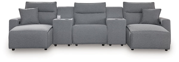Modmax II - 5 Piece Reclining Sectional #5pc.powerrecliningsectionalwithdoublechaiseand2consoles