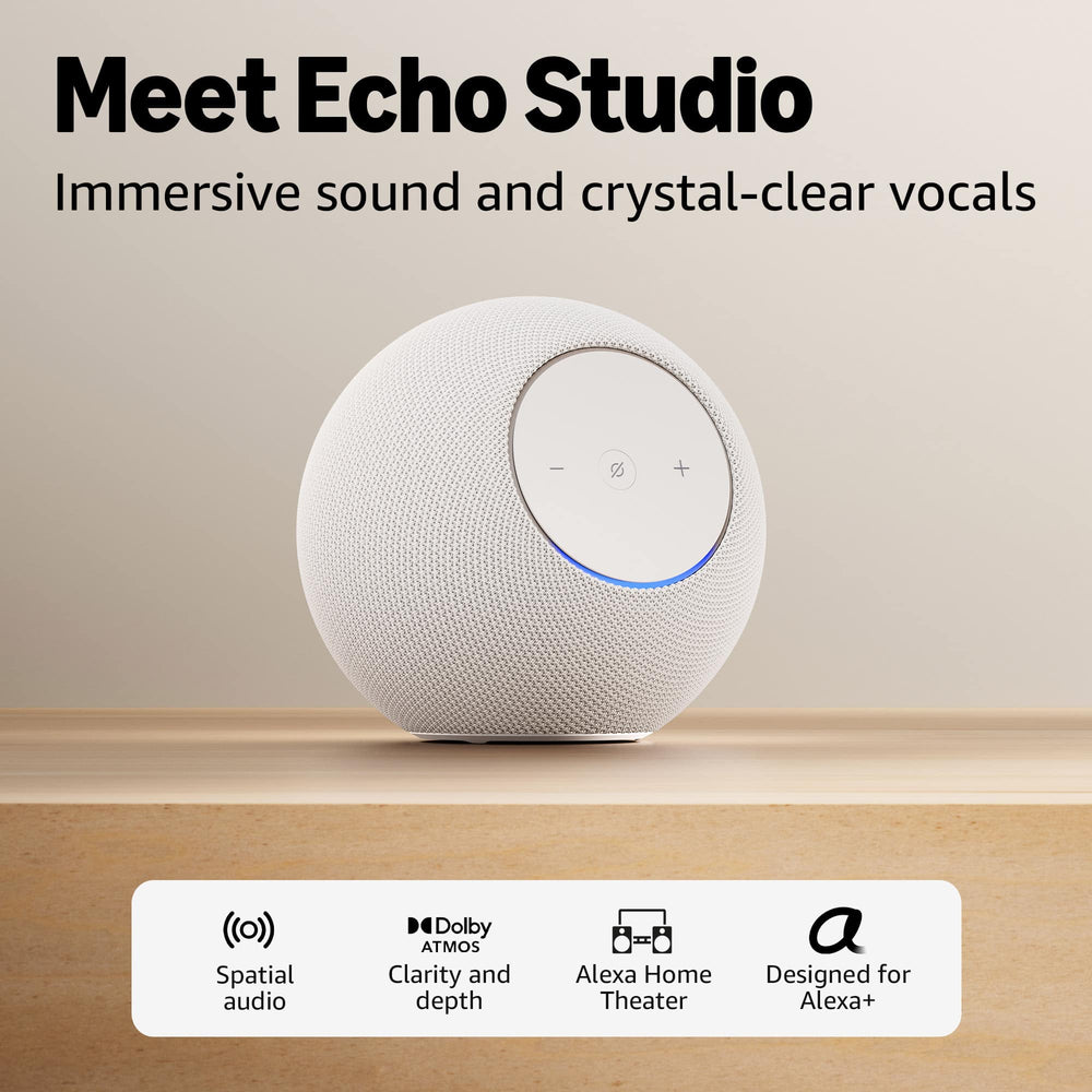 Amazon - Echo Studio (newest model) our best Echo Studio yet, immersive spatial audio and Dolby Atmos, designed for Alexa+ - Glacier White