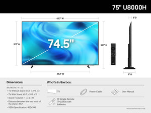 Samsung - 75” Class U8000H Series Crystal UHD 4K Smart Tizen TV (2026)