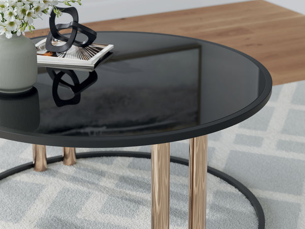 Hannerly - Occasional Table Set (Set of 3) - Black / Gold Finish