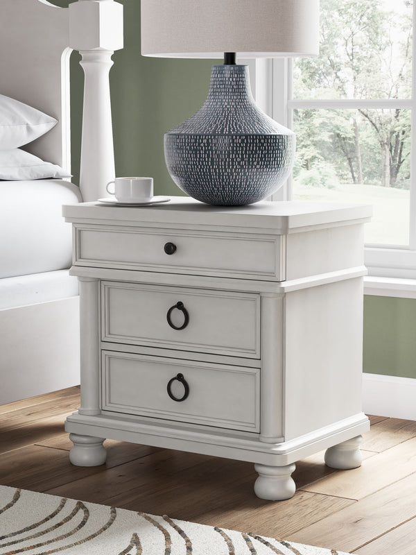 Rowlenstown - Three Drawer Night Stand #white