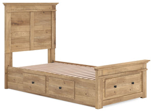 Makidern - Panel Storage Bed #lightbrown #twin #2underbedstorageunitsandstoragefootboard