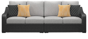 Beachcroft - 2-Piece Outdoor Loveseat with Cushion - Black / Light Gray