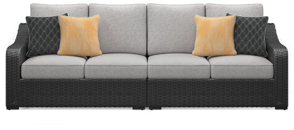 Beachcroft - 2-Piece Outdoor Loveseat with Cushion - Black / Light Gray