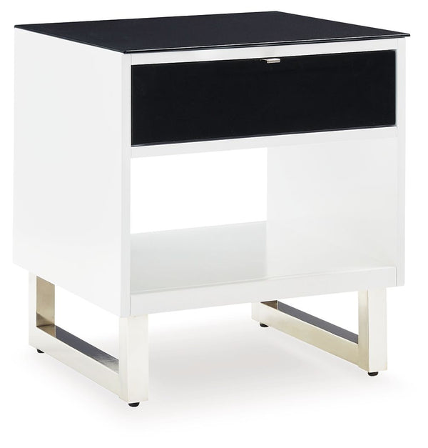 Gardoni - Mesa auxiliar rectangular - Blanco / Negro