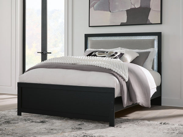 Maeling - Upholstered Panel Bed #black #queen