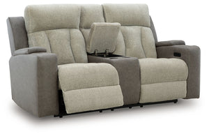 WhipLash - Sofá biplaza reclinable eléctrico con consola y reposacabezas ajustable - Sisal