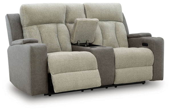 WhipLash - Sofá biplaza reclinable eléctrico con consola y reposacabezas ajustable - Sisal