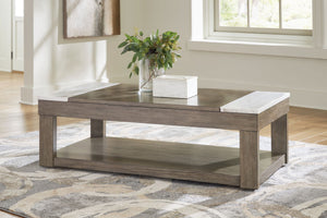 Loyaska - Mesa de centro elevable - Marrón grisáceo / Blanco