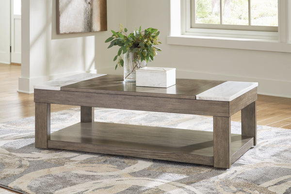 Loyaska - Mesa de centro elevable - Marrón grisáceo / Blanco