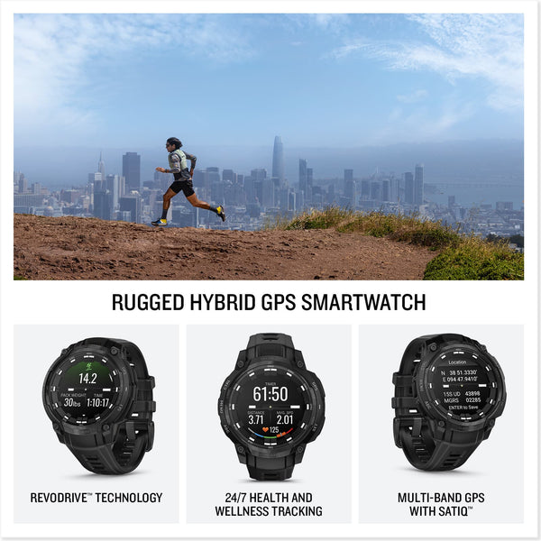 Garmin - Instinct Crossover AMOLED Tactical Edition GPS Smartwatch 47 mm Fiber-reinforced Polymer - Black with black silicone band - (2025)