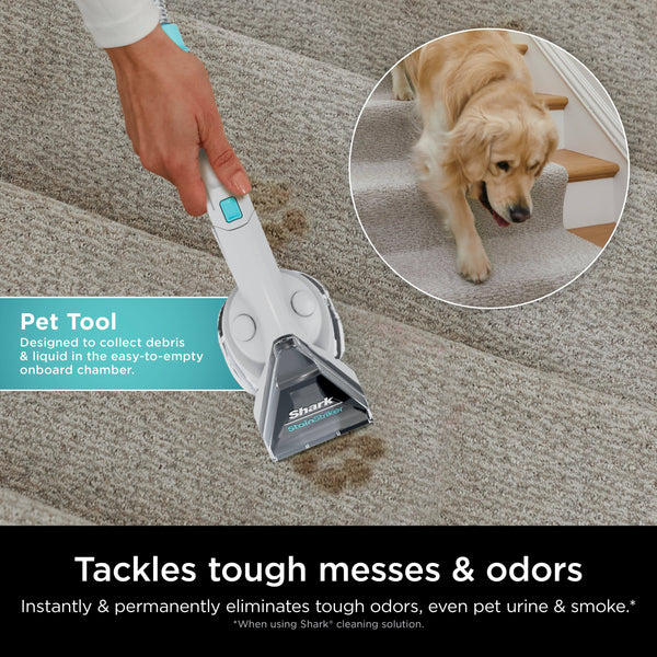 Shark - CarpetXpert with Stainstriker Technology Corded Upright Deep Carpet and Upholstery Cleaner with Built-in Spot Remover - White