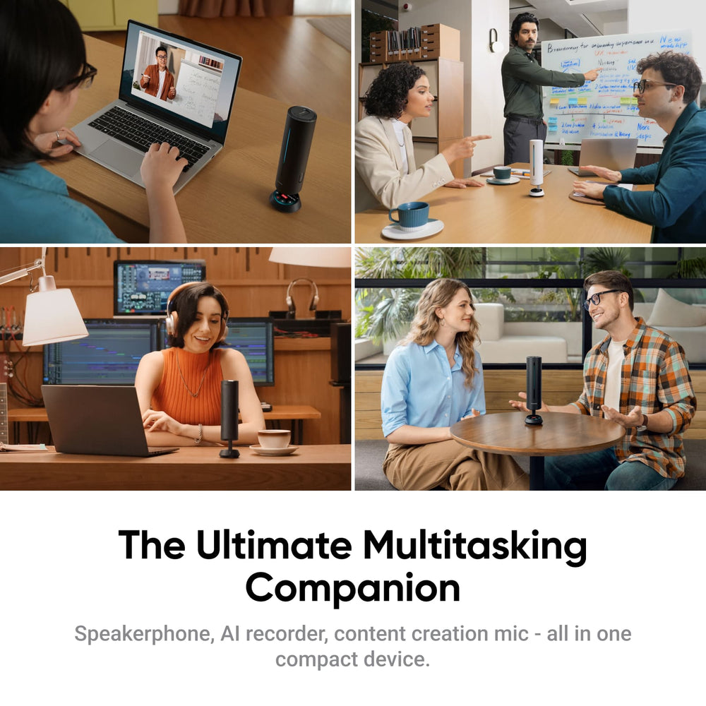 Insta360 - Wave Noise Canceling Conference Speakerphone, AI recorder, Meeting, Interview, Podcasting & more - Black