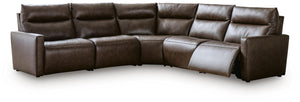 ModZ - Power Reclining Sectional #darkbrown #5pc.powerrecliningsectional|5pc.powerrecliningsectionalwith2armlesschairs