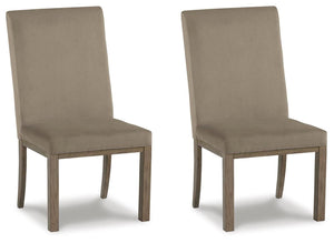 Chrestner - Silla auxiliar de comedor tapizada (juego de 2) - Gris / Marrón