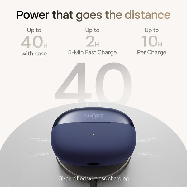 Shokz - OpenDots 2 Open-Ear Clip-On True Wireless Bluetooth Earbuds - Navy Blue