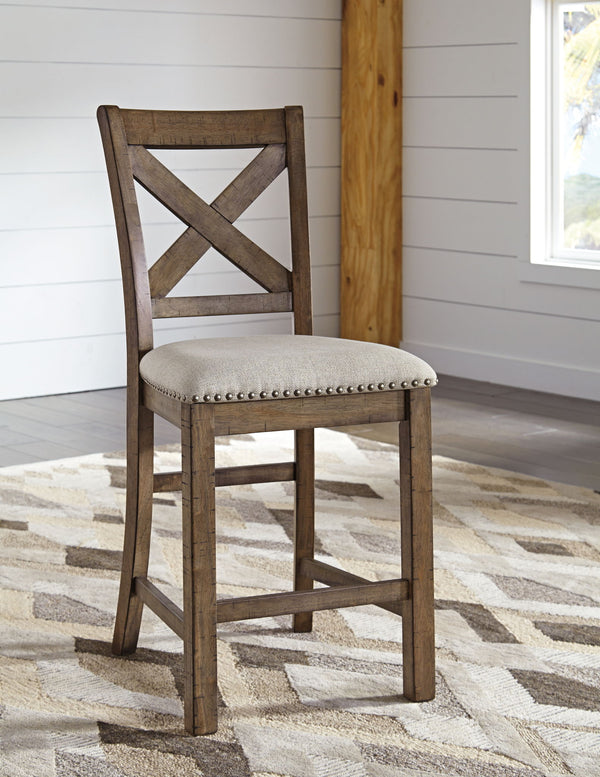 Moriville - Taburete tapizado para barra (juego de 2) - Beige