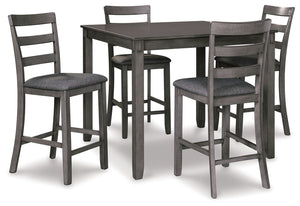 Bridson - Juego de mesa cuadrada con taburetes (Set de 5) - Gris
