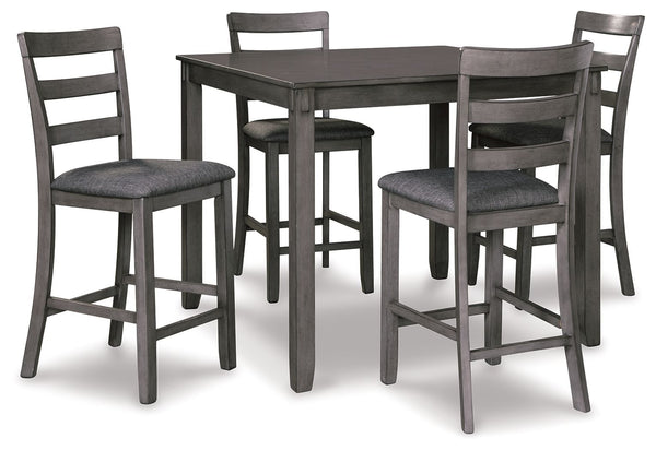 Bridson - Juego de mesa cuadrada con taburetes (Set de 5) - Gris