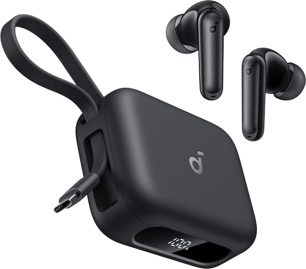 Soundcore - by Anker P41i Bluetooth Wireless In Ear Earbuds with Portable USB-C 3,000mAh Phone Charger (With Lightning Adapter) - Black