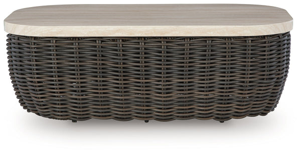 Kimora - Mesa de centro rectangular - Beige / Marrón oscuro