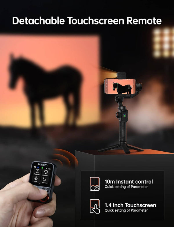 Hohem - iSteady M7 3-Axis Gimbal Stabilizer for Smartphone w/ AI Tracking, Remote Control, Extendable Pole, & Magnetic RGB Light - Black