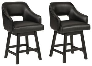 Tallenger - Upholstered Swivel Barstool (Set of 2) #black #24''wx23''dx38''h