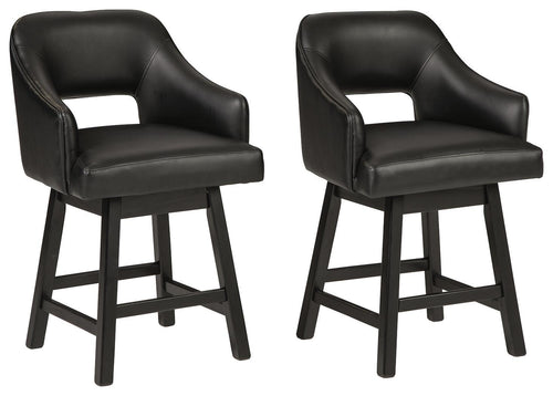 Tallenger - Upholstered Swivel Barstool (Set of 2) #black #24''wx23''dx38''h