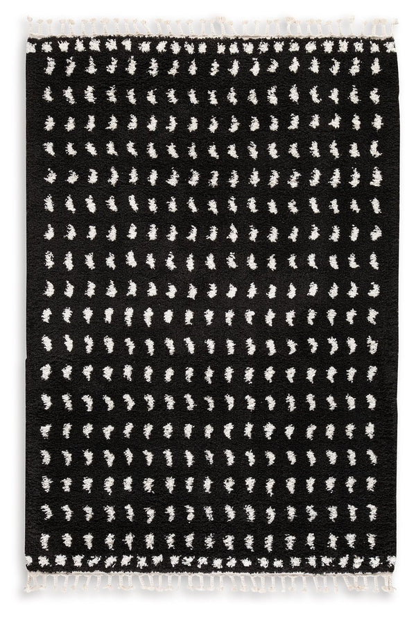 Minston - 5' x 7' Rug - Black / White