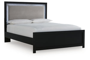 Maeling - Upholstered Panel Bed #black #queen
