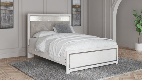 Altyra - Cama queen con paneles y somier de láminas - Blanca