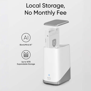 eufy - S380 HomeBase 3 Indoor Wired Base Station with 16GB of Storage Built In - White