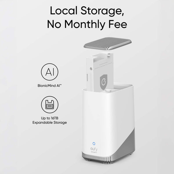 eufy - S380 HomeBase 3 Indoor Wired Base Station with 16GB of Storage Built In - White