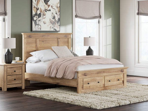 Makidern - Panel Storage Bed #lightbrown #queen #storagefootboard