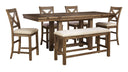 Moriville - Rectangular Dining Table Set - Counter Height #6pc.table,4barstools,bench