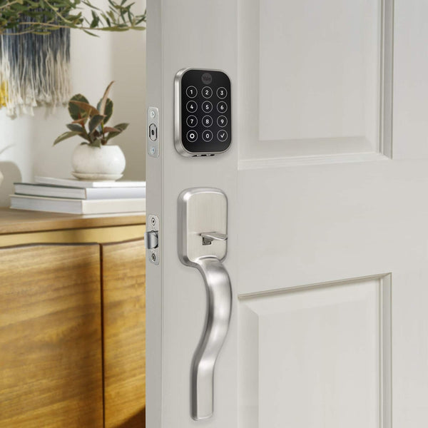 Yale - Assure Lock 2 - Cerradura inteligente sin llave Wi-Fi con cerrojo y teclado táctil - Manija Ridgefield - Níquel satinado