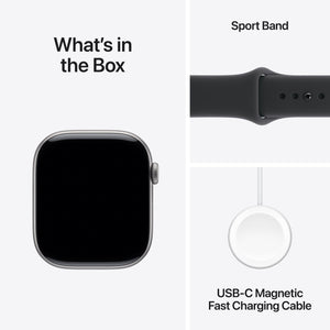 Apple Watch Series 11 (GPS) 46mm Space Gray Aluminum Case with Black Sport Band - M/L - Space Gray - (2025)