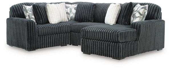 Midnight-Madness - Sectional - Gunmetal #4pc.sectionalwithrafcornerchaiseandarmlesschair