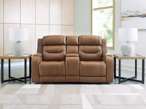 Knightington - Power Reclining Loveseat With Audio Seating #lightbrown