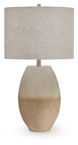 Linas - Lámpara de Mesa Metálica - Crema / Beige