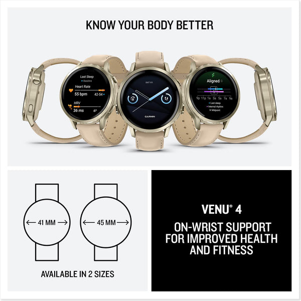 Garmin - Venu 4 GPS Smartwatch 41 mm Fiber-reinforced polymer - Lunar Gold - (2025)