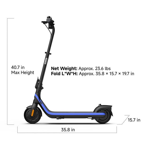 Segway - C2 Pro Electric Scooter for Kids - High-Safety Scooter, 7.5 Mile Range, 12.4 MPH Max Speed & Adjustable Height - Blue