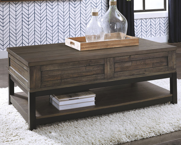 Johurst - MESA DE CENTRO CON TAPA ELEVABLE - Marrón grisáceo