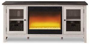 Dorrinson - TV Stand With Fireplace Insert #2pc.tvstandwithglass/stonefireplaceinsert